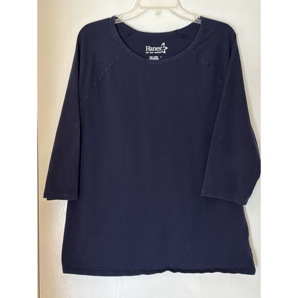 Hanes Women Blue 3/4 Sleeve T-Shirt 2XL - Picture 8 of 9
